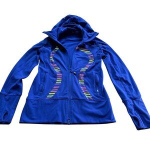 Lululemon Size 6 Stride Full Zip Activewear Hooded Jacket Blue Rainbow Outdoor